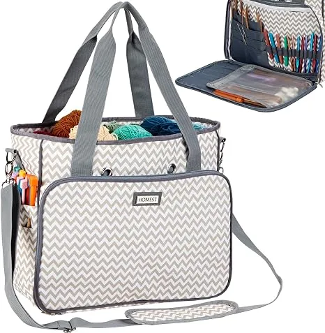 HOMEST Large Yarn Storage Bag with 4 Oversized Grommets, Ripple