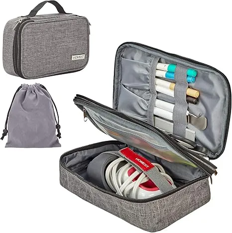 HOMEST Carrying Case for Cricut Easy Press Mini, 2 Compartments with Tool Slots, Grey