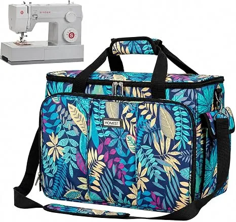 HOMEST Sewing Machine Carrying Case with Multiple Storage Pockets, Floral