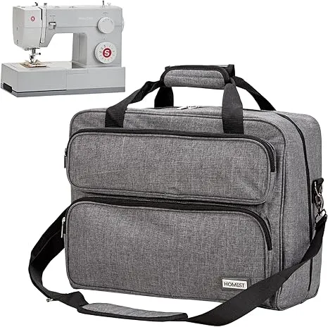 HOMEST Sewing Machine Carrying Case, Universal Tote with Shoulder Strap, Grey